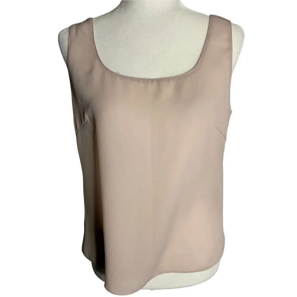 Vintage Rickie Freeman Tank Top Shell 6 Pale Pink Scoop Neck Slightly Sheer